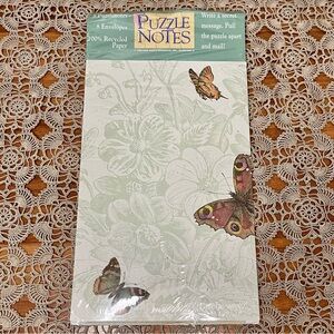 Vintage 90s Floral Butterfly Puzzle Notes Stationary Notepads Envelopes